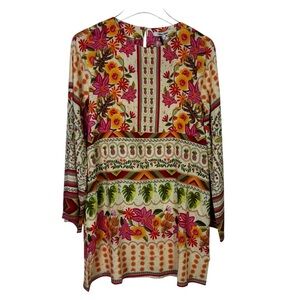 CELINA MOON Bell Sleeve Boho Tunic Mini Dress Size Small